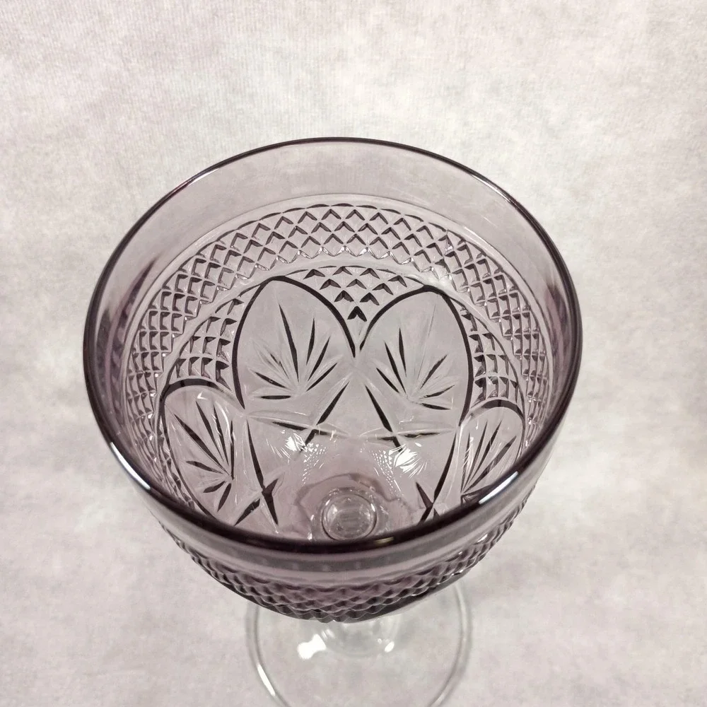 Set of 2 Cristal D'Arques Durand  Amethyst Purple Water/Wine Goblet Glass